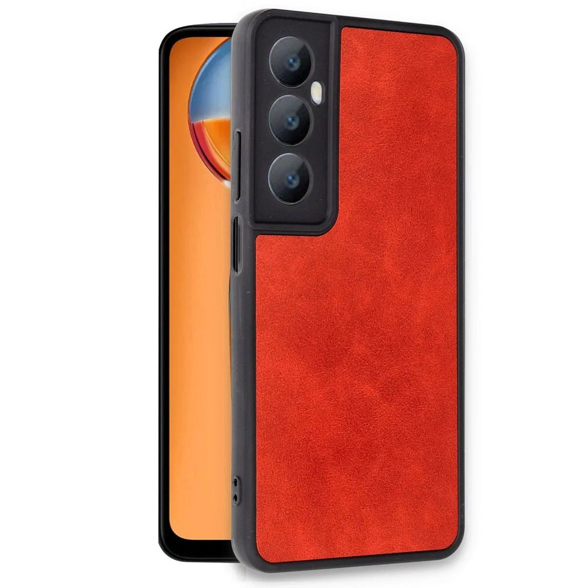 Realme C65 Kılıf Aras Deri Kapak - Kırmızı görsel 2