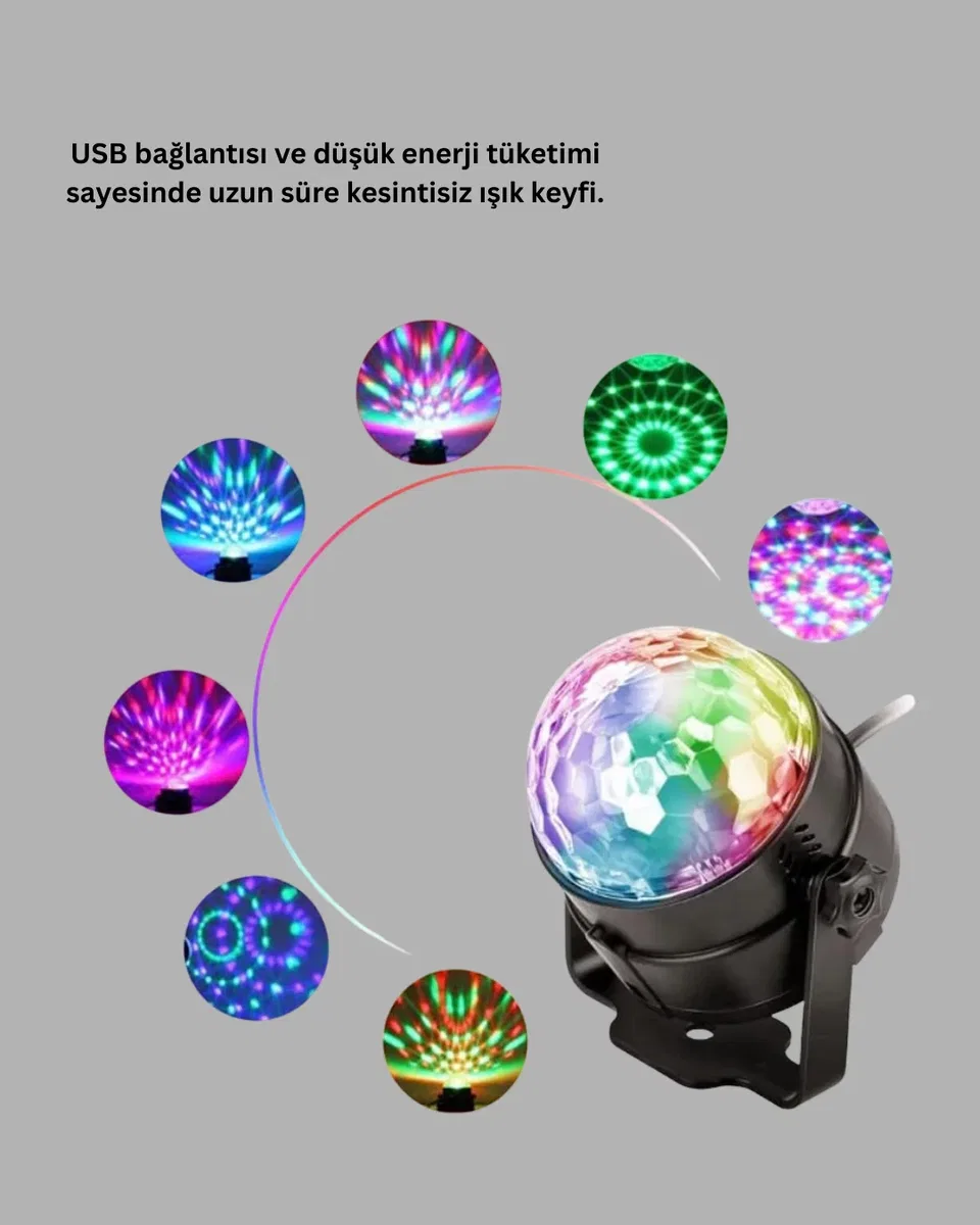Ses Duyarlı Mini Disko Küre Lamba görsel 5