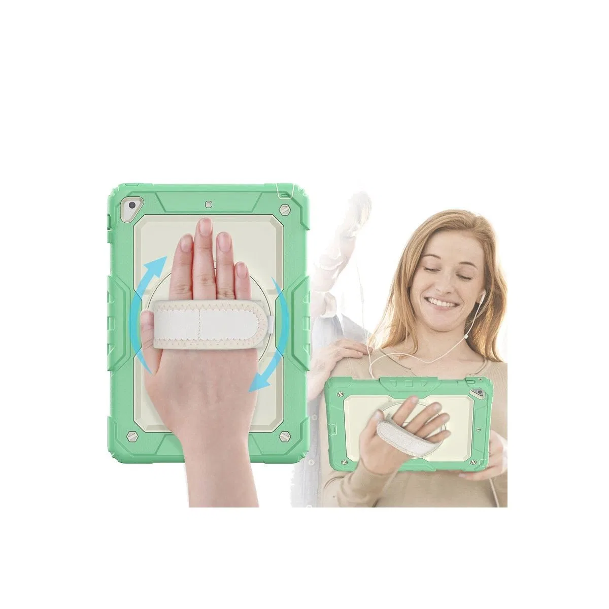 Apple İpad 5 Air 9. 7 Kılıf Strap New Tablet Kapak - Yeşil görsel 2