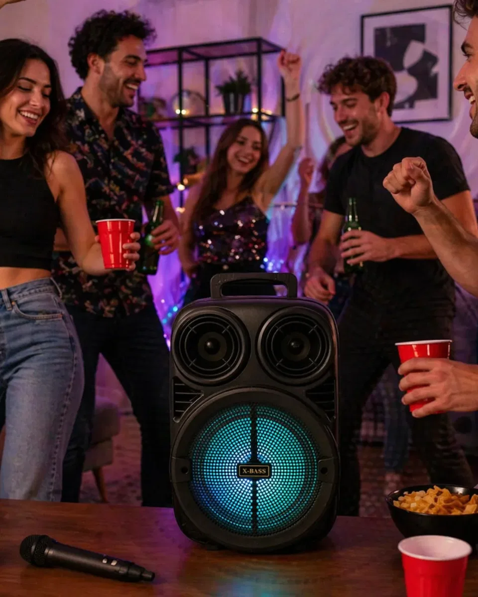 Kablosuz Karaoke Hoparlör Mikrofonlu RGB Işıklı 6. 5 İnç Bluetooth Speaker Taşınabilir