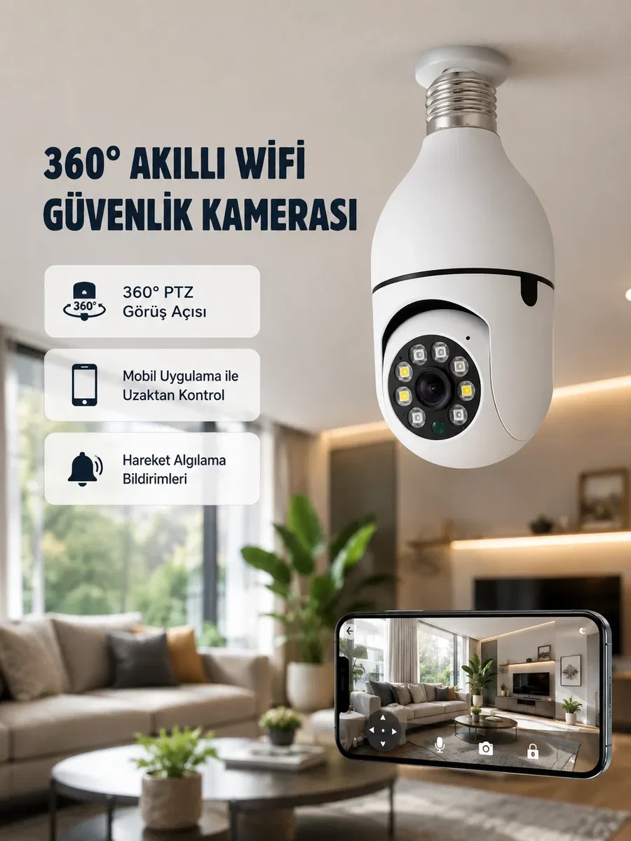 360 Derece Dönebilen Akıllı Duylu Kamera – PTZ, Uzaktan Kontrol, Hareket Algılama