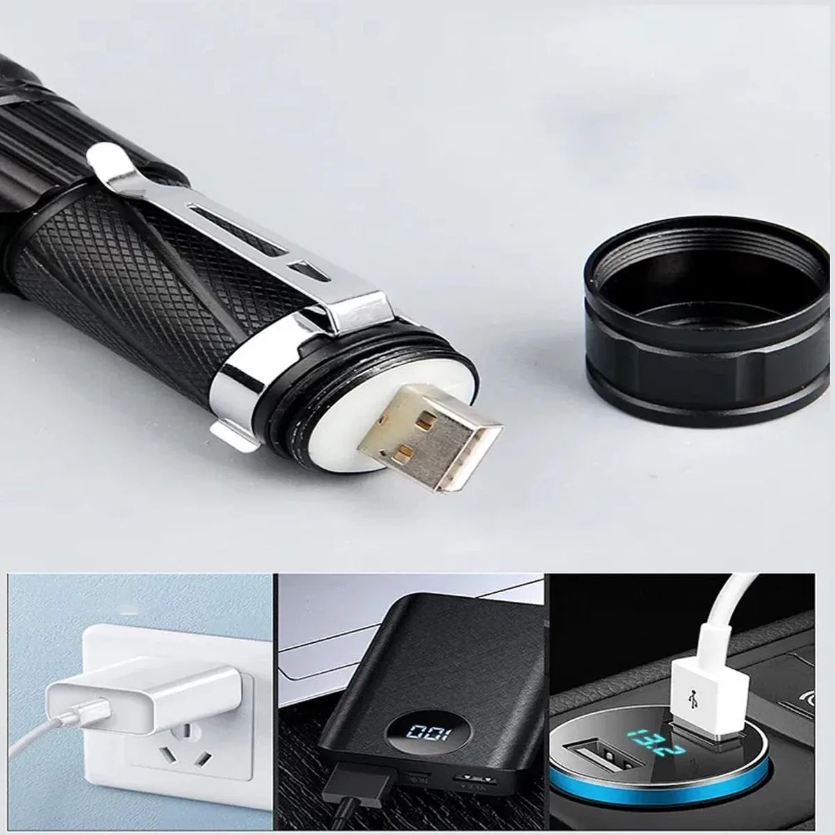 P50 Led Şarjlı Mıknatıslı Usb El Feneri Wt-622 görsel 2