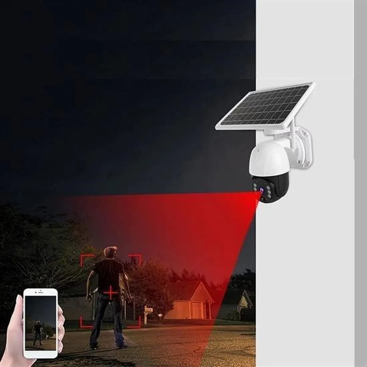 Solar Panelli Su Geçirmez Gece Görüş Destekli Wifi Bağlantılı Güvenlik Kamerası görsel 4