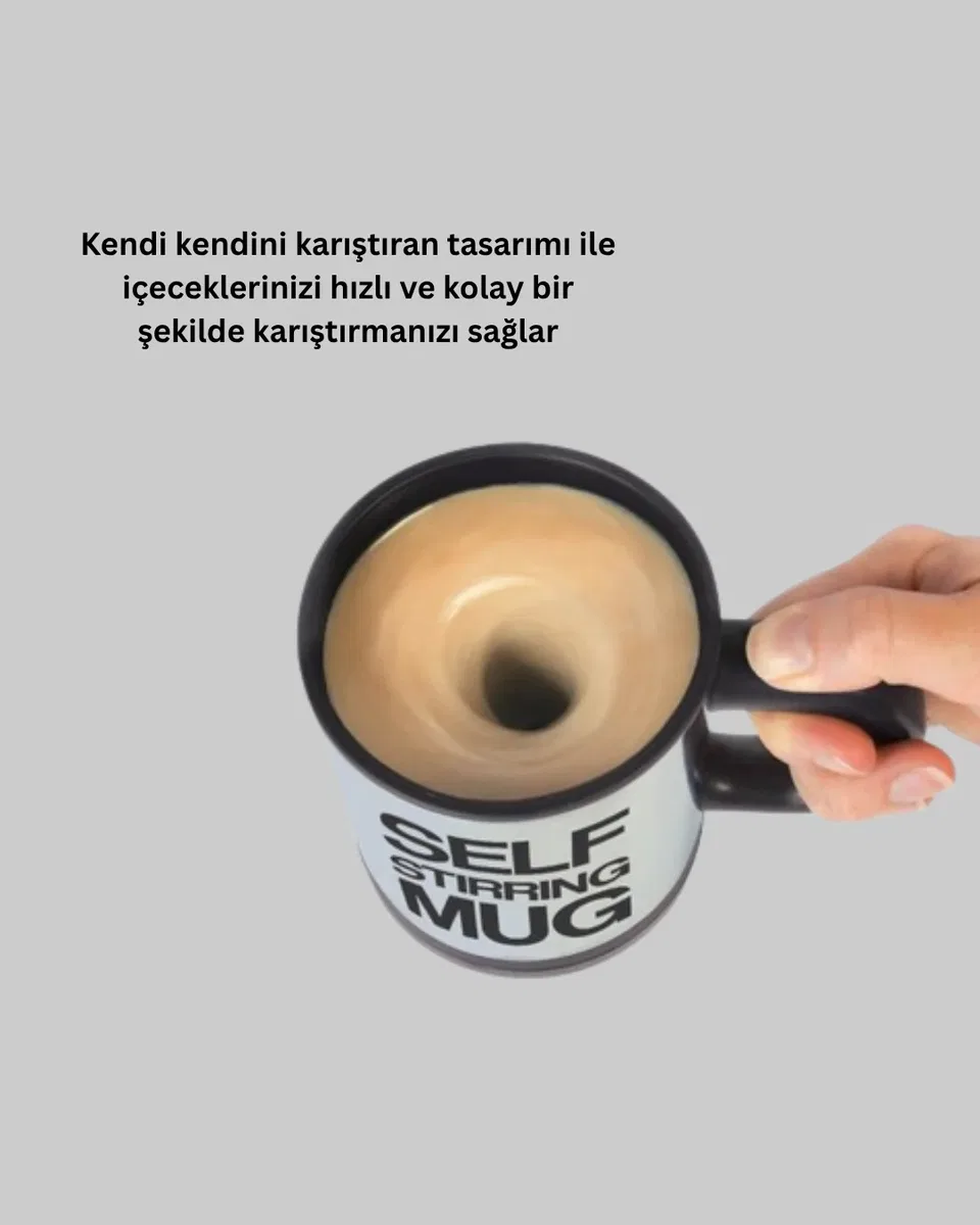 Akıllı Kendi Kendini Karıştıran Termal Kupa – Paslanmaz Çelik görsel 3