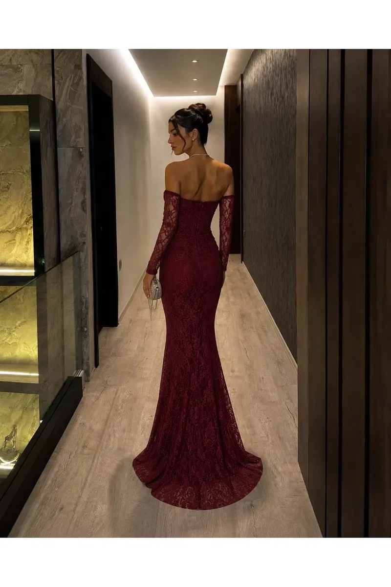 Kadın Vintage Straplez Kolsuz Nakışlı İşlemeli Bodycon Elbise görsel 7