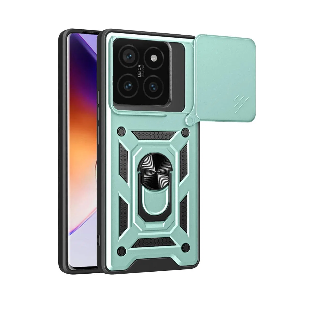Xiaomi Mi 14t Pro Kılıf Pars Lens Yüzüklü Silikon - Yeşil