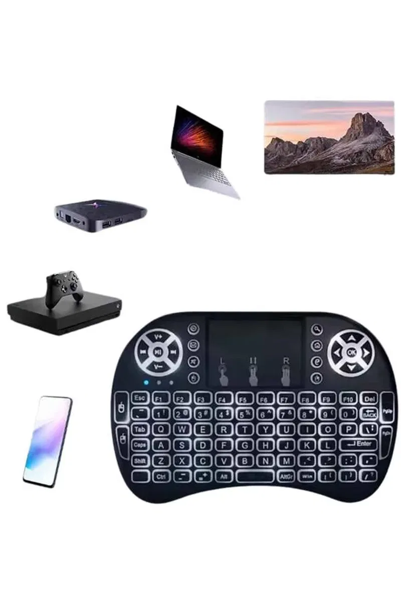 Mini Klavye Gaming Pc Playstation Ledli Mouse Rgb Mouse Bluetooth Usb görsel 3