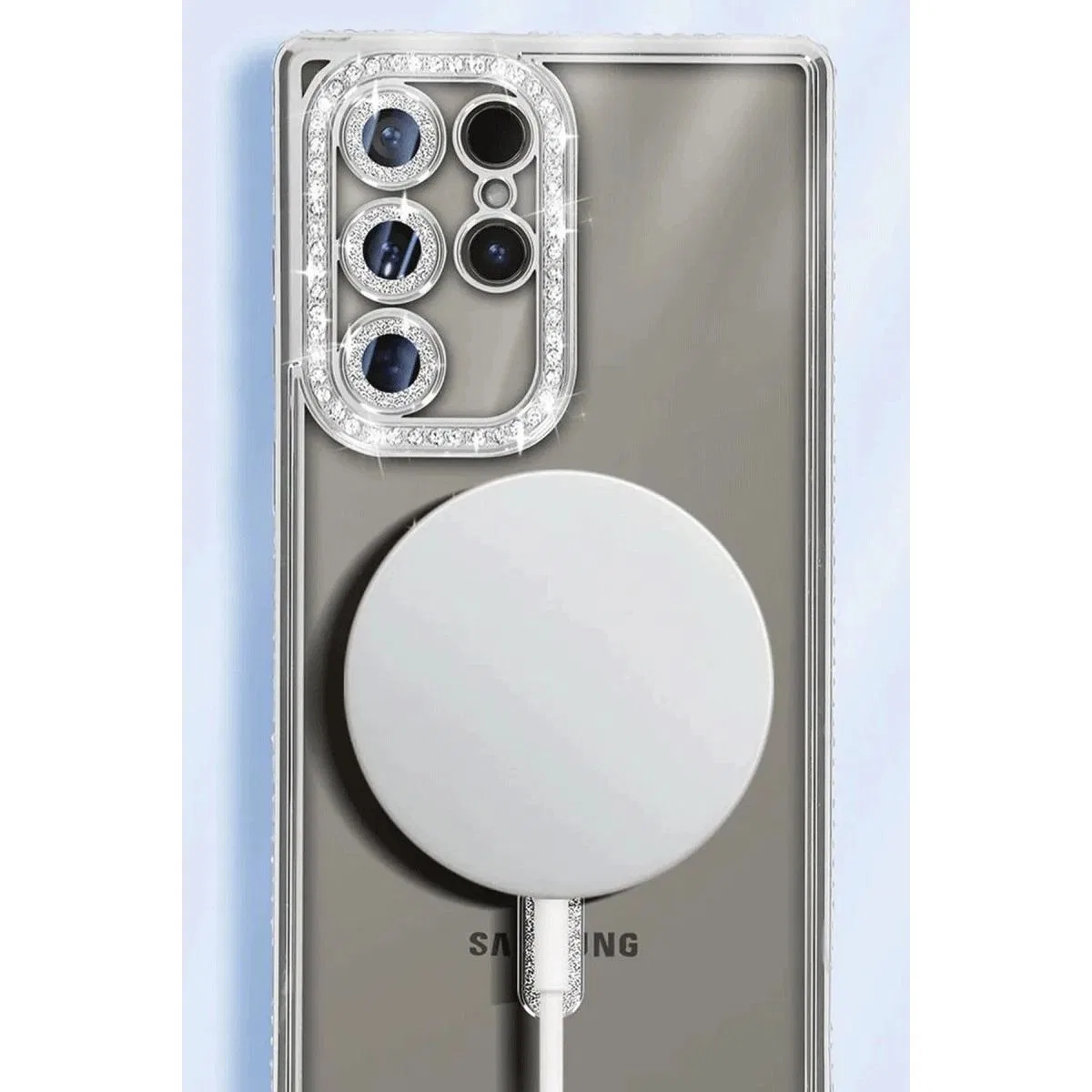Samsung Galaxy S25 Ultra Kılıf Joke Simli Magneticsafe Kılıf - Mavi görsel 2