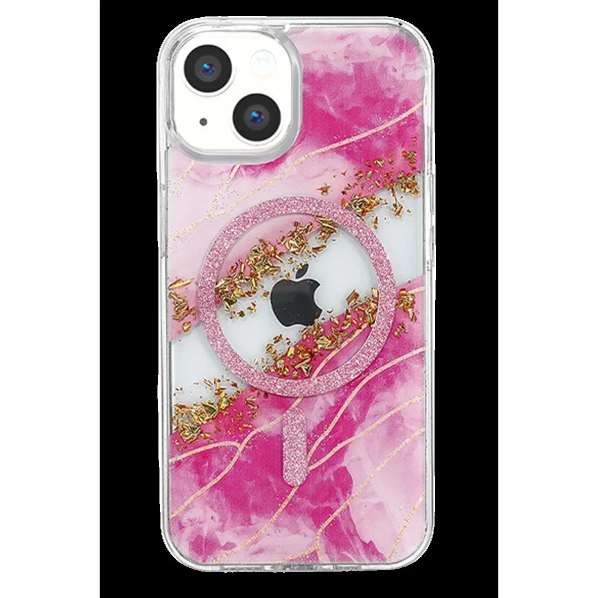 Onegif Apple İphone 15 Lotus Simli Magsafe Kapak - Pembe görsel 2