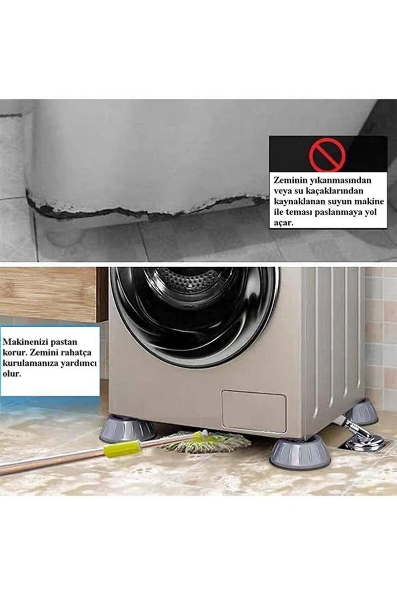 Çamaşır Makinesi Titreşim Önleyici Mobilya Yükseltici Kaydırmaz Vantuzlu Stoper Set 4 Adet görsel 5