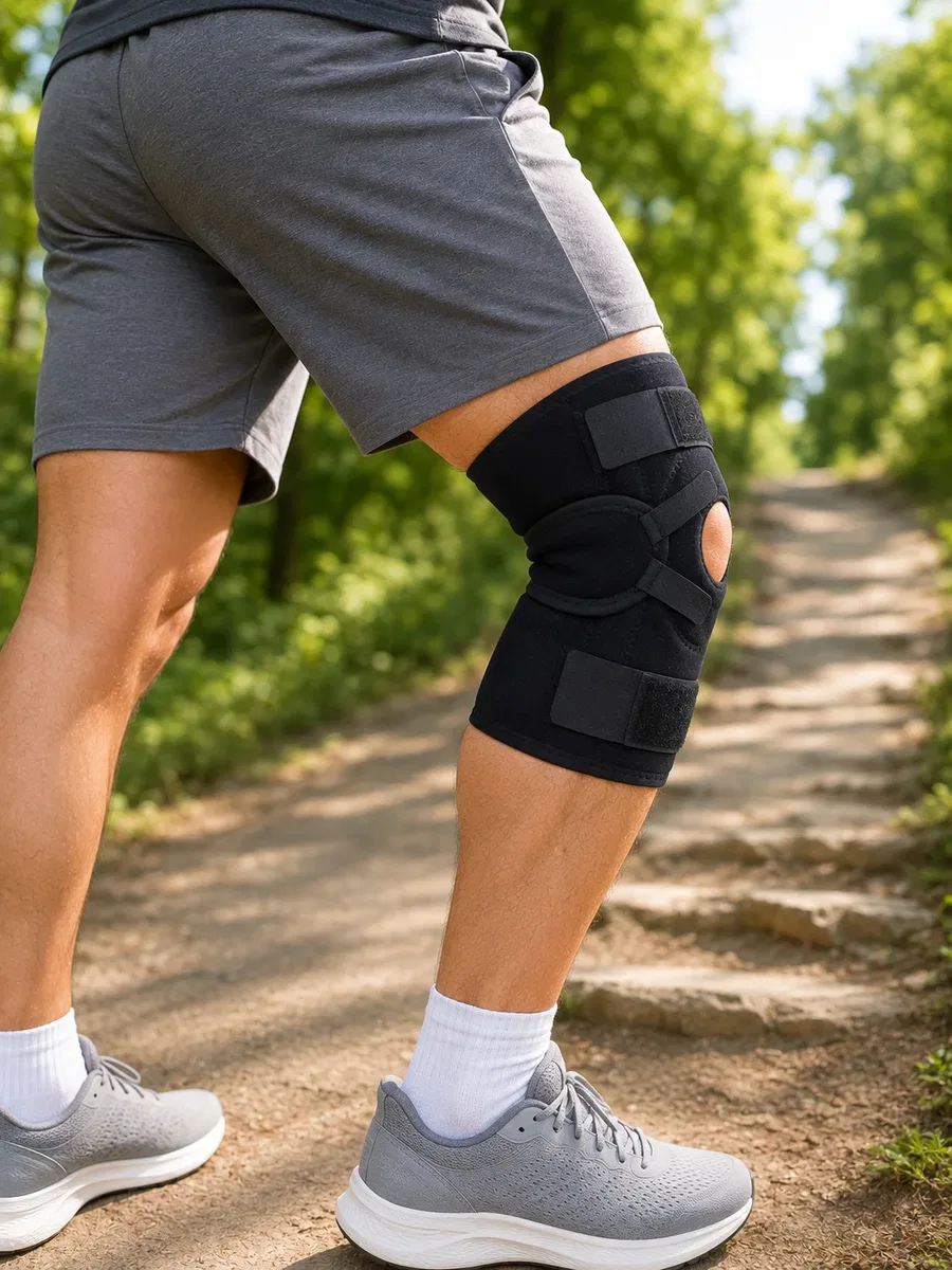Ligament Destekli Dizlik Ayarlanabilir Cırtlı Açık Patella Diz Destekliği görsel 2