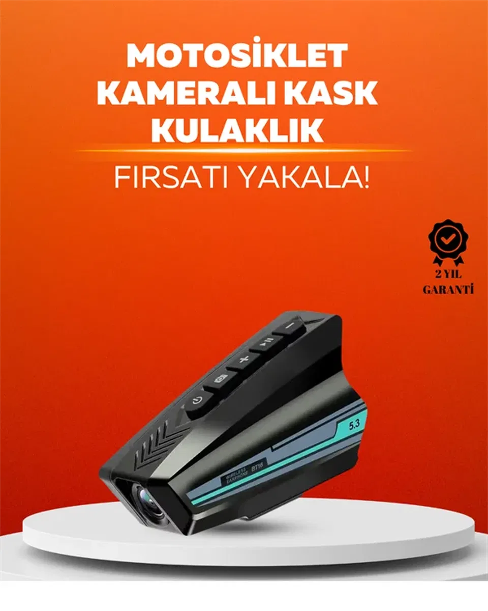 BT16 Akıllı Kask Kamerası – 1080P HD, Bluetooth 5. 3, IP65 Su Geçirmez