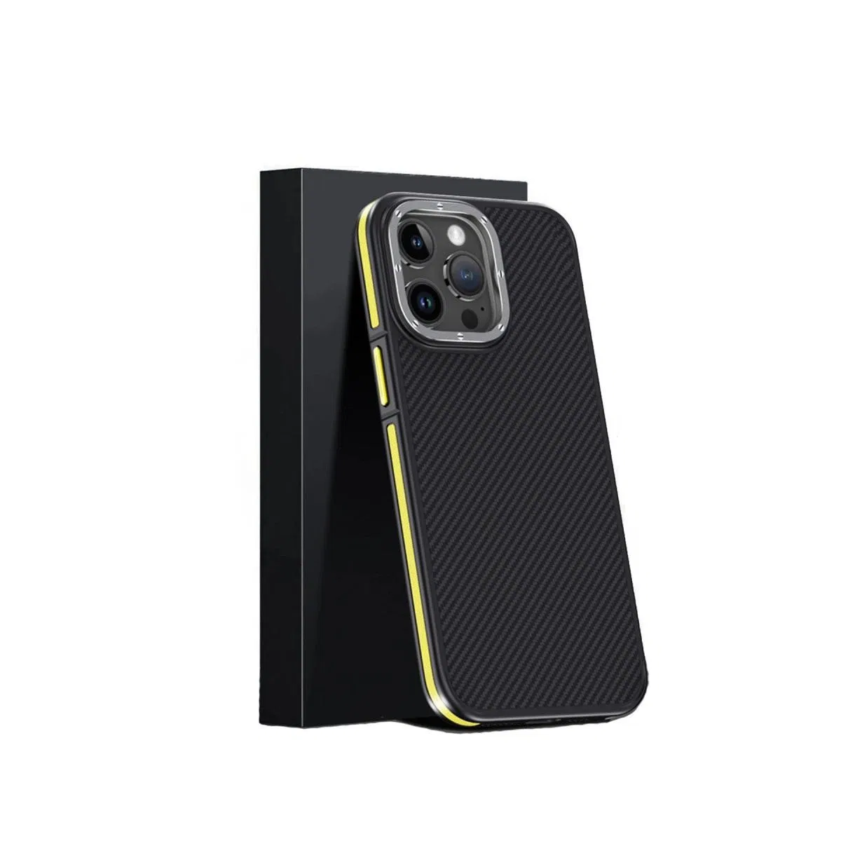 Joko Apple İphone 15 Pro Kılıf Aramid 600d Kevlar Karbon Fiber Magsafe Kapak - Sarı görsel 2