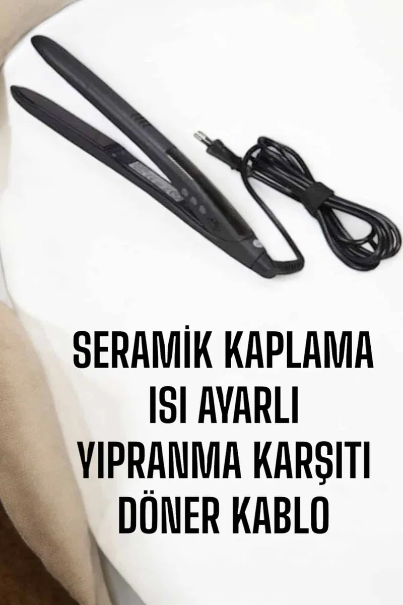 Saç Düzleştirici Isı Ayarlı Döner Kablo Yıpranma Karşıtı görsel 3