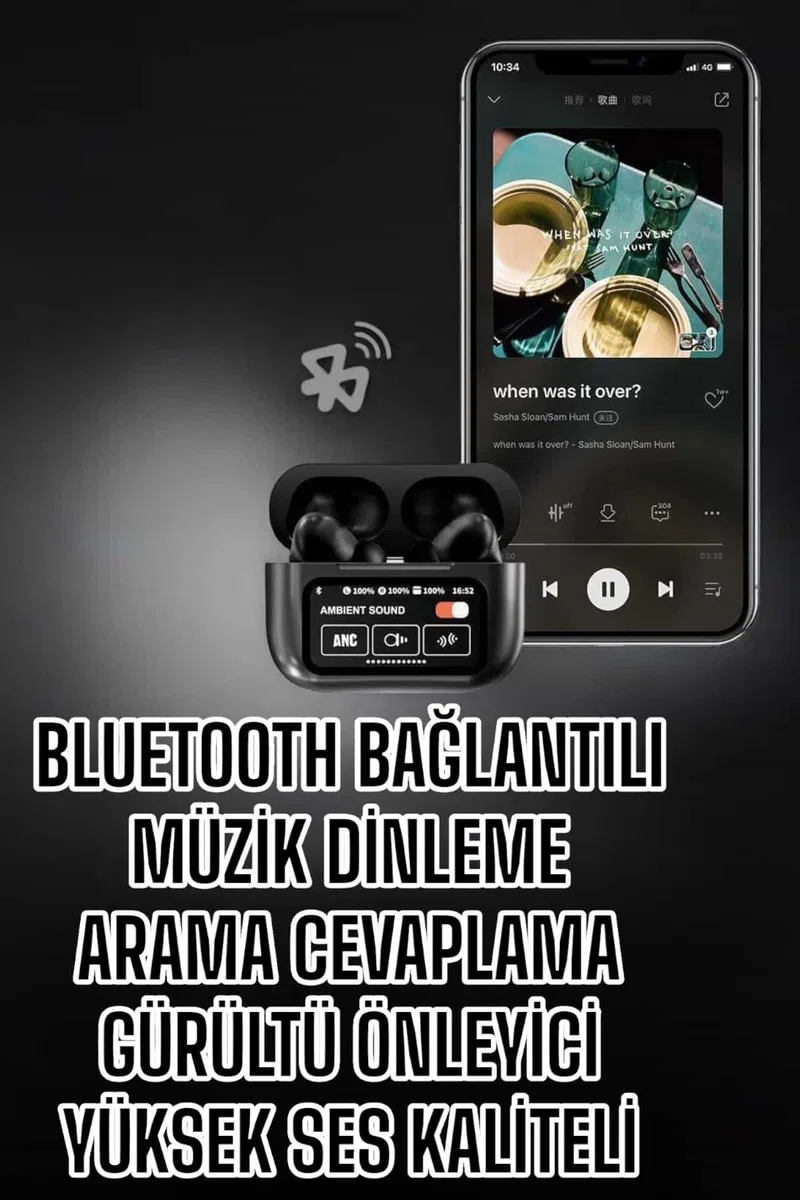 Yeni Nesil Bluetooth Kulaklık Ekranlı Yüksek Ses Kaliteli Uzun Şarj Süreli görsel 2