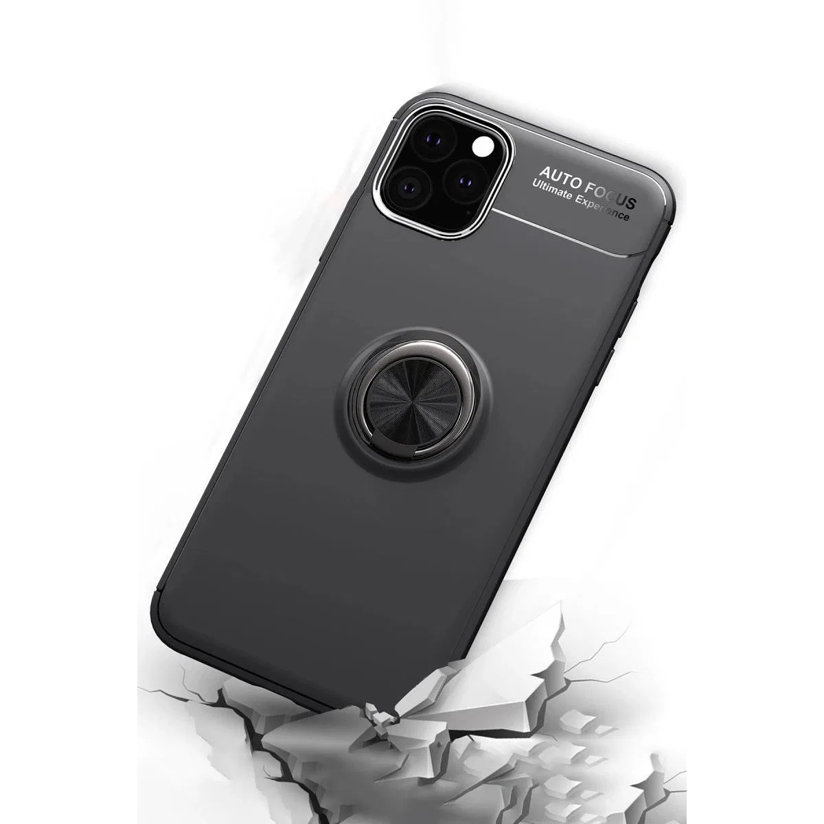 Apple İphone 11 Pro Kılıf Range Yüzüklü Silikon - Siyah-mavi görsel 3