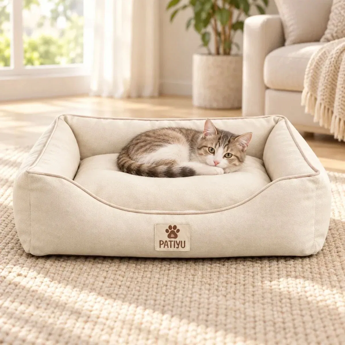 Kedi Köpek Yatağı Vera Premium Yatak - Krem / Medium görsel 2