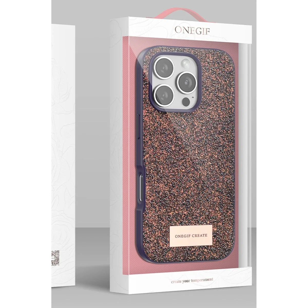 Onegif Apple İphone 16 Pro Bright Simli Kapak - Siyah görsel 4