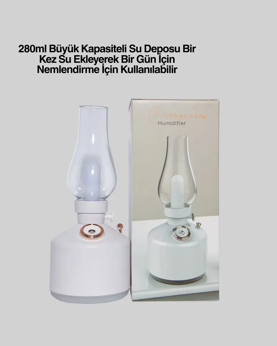 280 ml Tanklı Retro Gaz Lambası Difüzör USB Şarjlı Hava Nemlendirici görsel 2