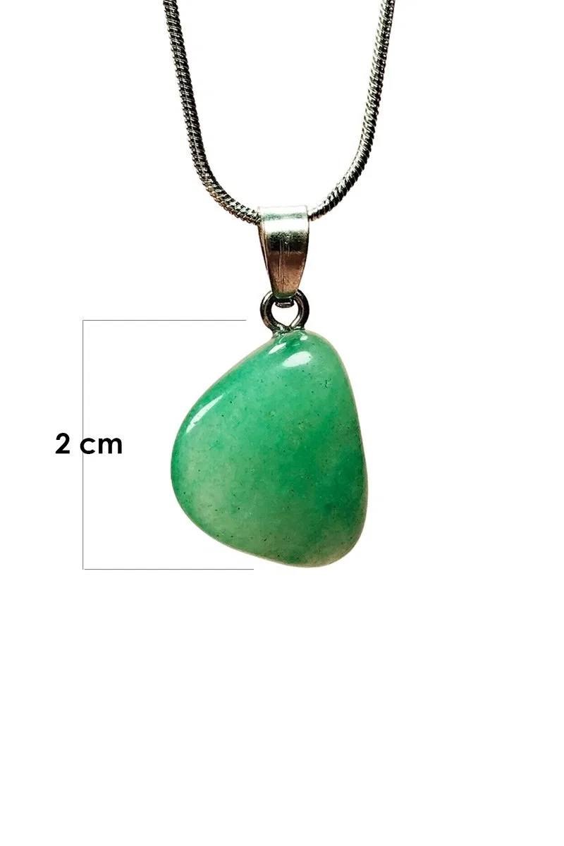 Yeşim Taşı Doğal Taşı Zincirli El Yapımı Kolye Uç: 2 cm Zincir: 20 cm Kutulu görsel 2