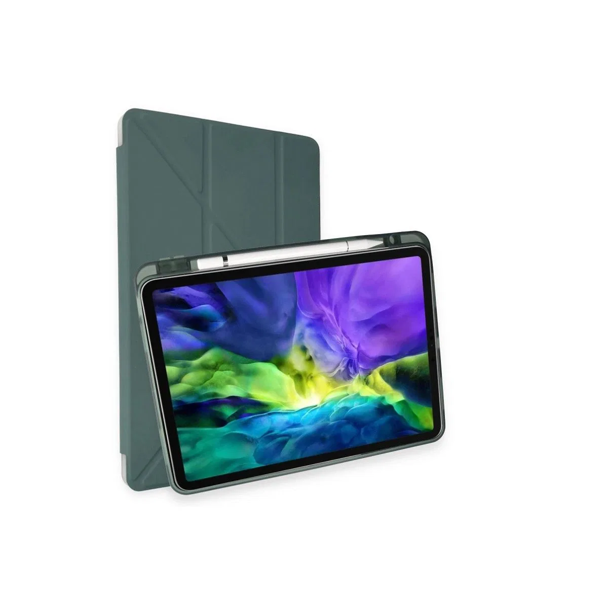 Apple İpad Air 4 10. 9 Kılıf Kalemlikli Mars Tablet Kılıfı - Koyu Yeşil