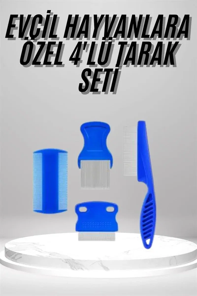 4'lü Bit Evcil Hayvan Tarak Seti Kedi Köpek Bit Tarak Seti Pire Tarağı görsel 2