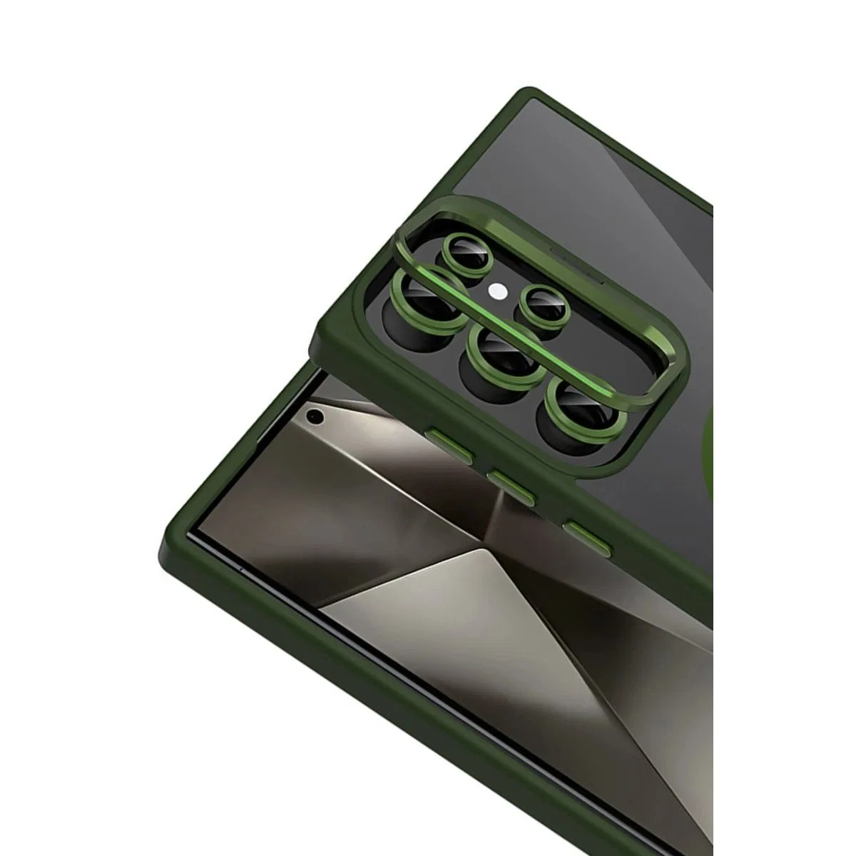 Joko Samsung Galaxy S24 Ultra Remim Lensli Magsafe Standlı Kapak - Koyu Yeşil görsel 2