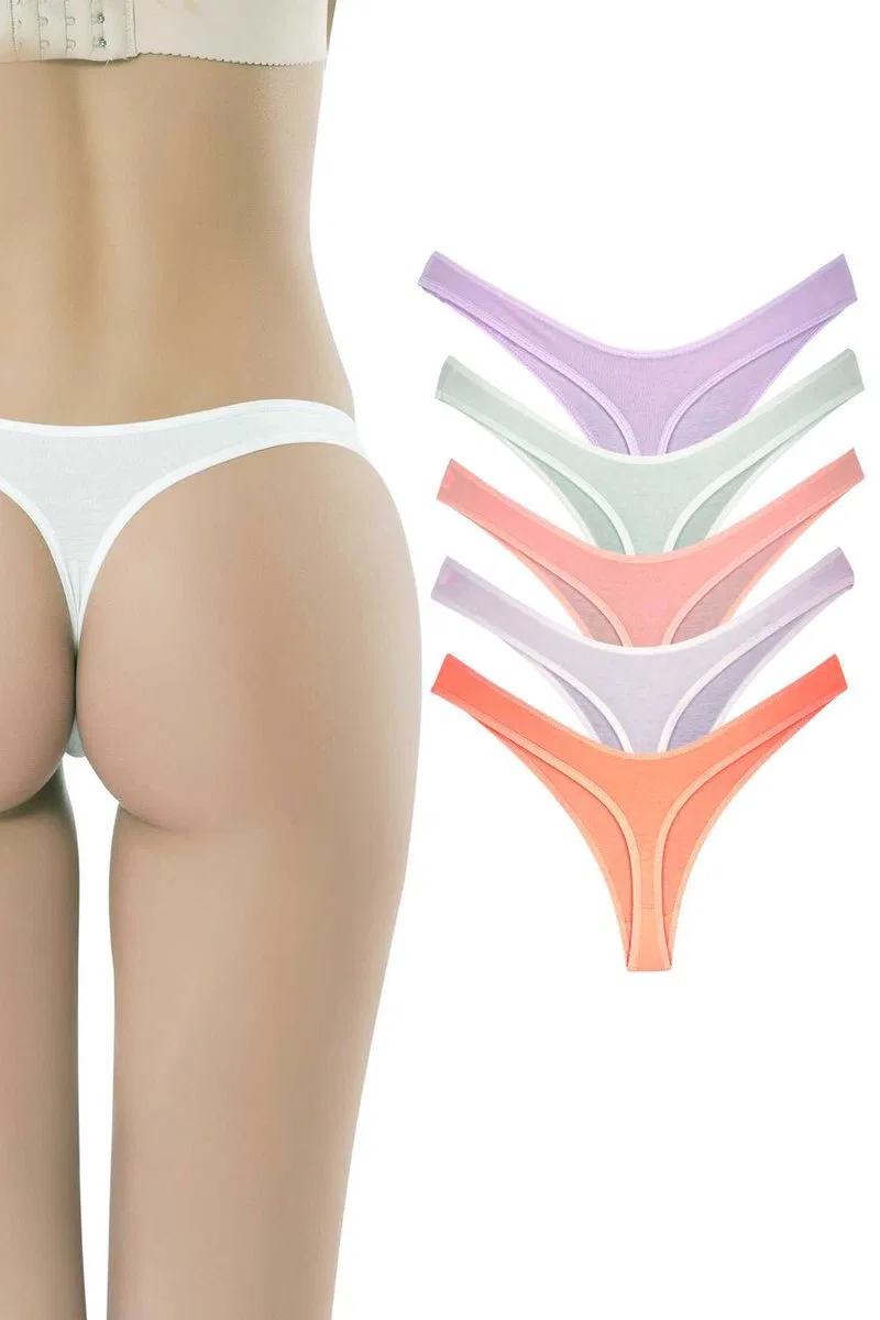 5 Adet Pamuklu Kadın Klasik Tanga Soft Renkler görsel 2