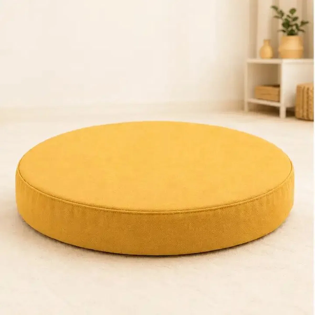 Yuvarlak Blok Minder · 40 × 40 × 7 cm · Hardal