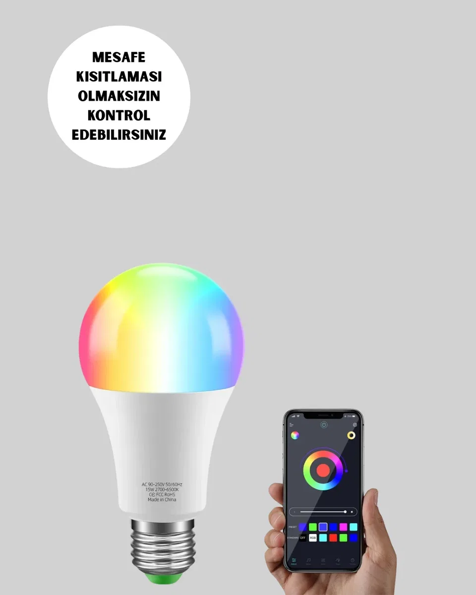 Kumanda Destekli Çok Renkli Akıllı LED Ampul Yeni Nesil görsel 2