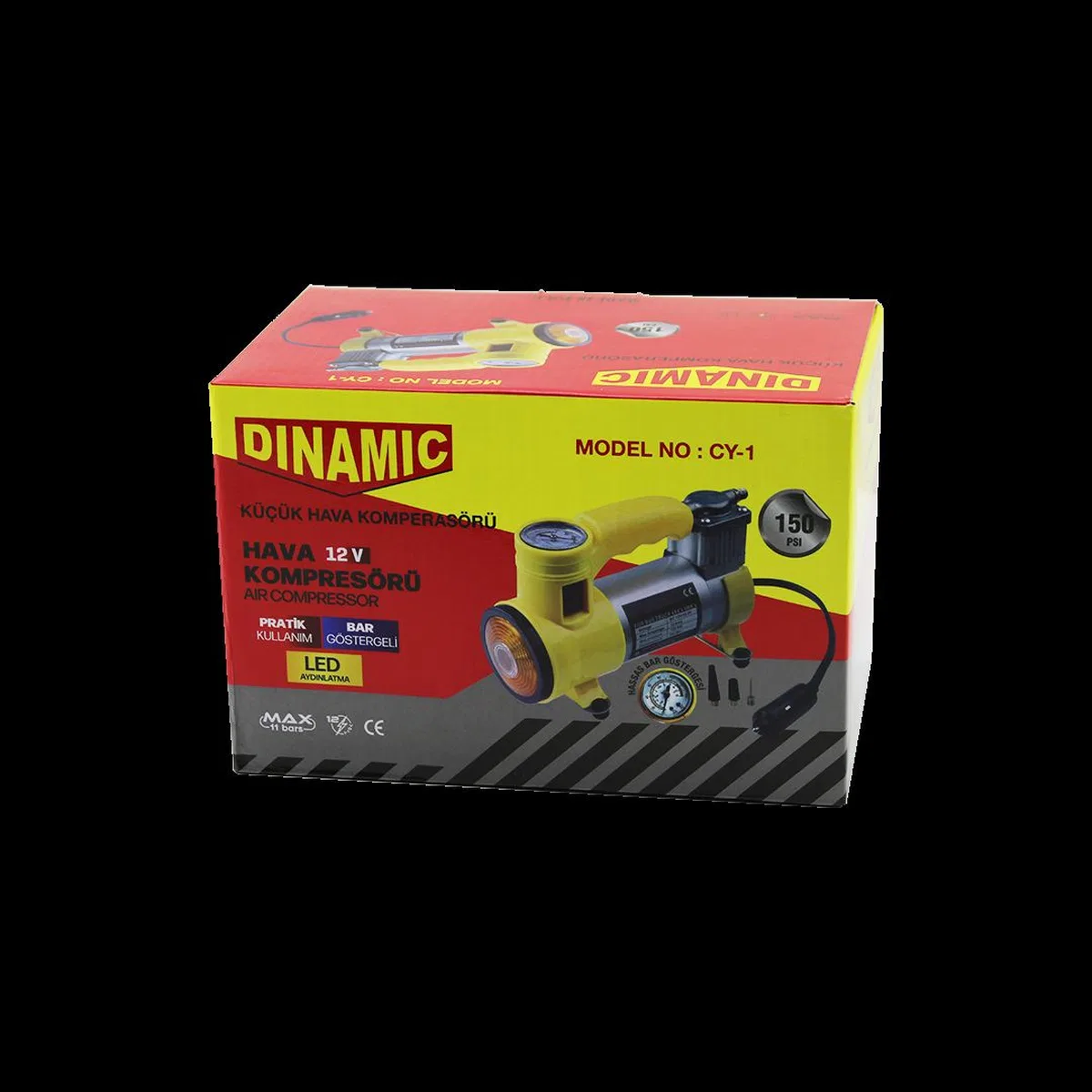 12V 150 PSI Araç Hava Kompresörü - Bar Göstergeli & LED görsel 2