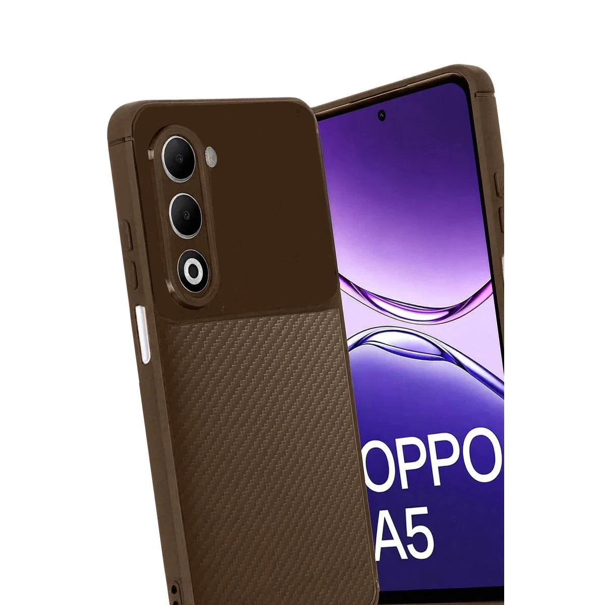 Oppo A5 4g Auto Focus Karbon Kapak - Kahverengi görsel 3