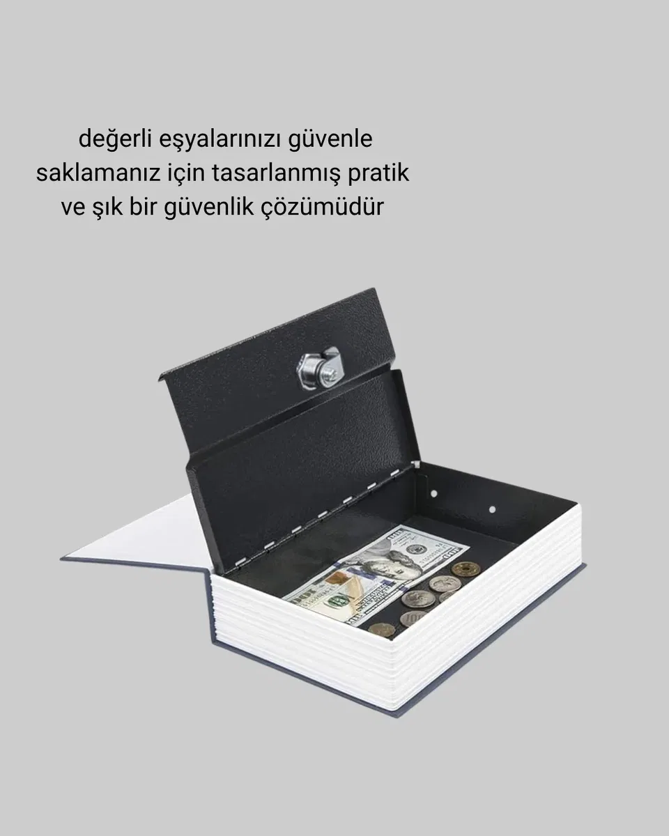 Sözlük Görünümlü Gizli Kitap Kasa – Anahtarlı Metal İç Kasa, Kompakt Boyut, Şık ve Güvenli Tasarım görsel 3