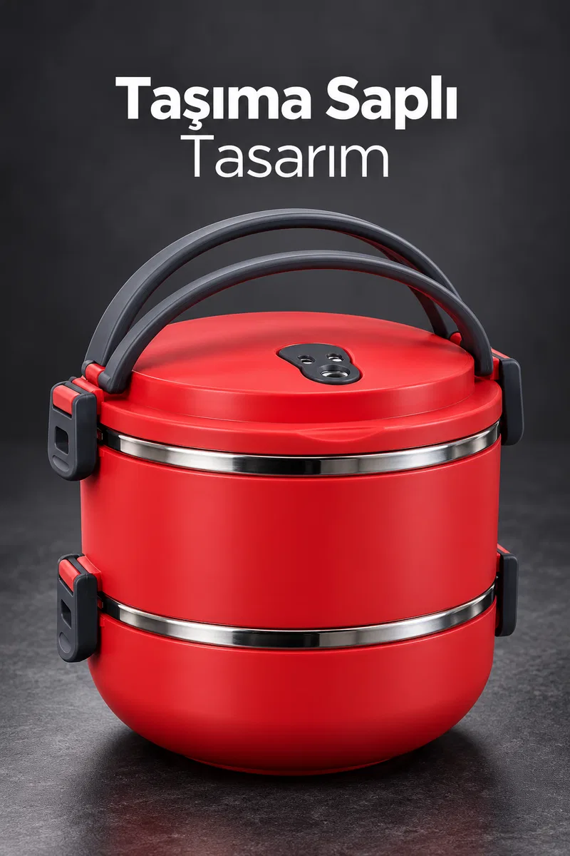 Sızdırmaz Kapaklı İki Katlı Sefer Tası Beslenme Kabı görsel 5