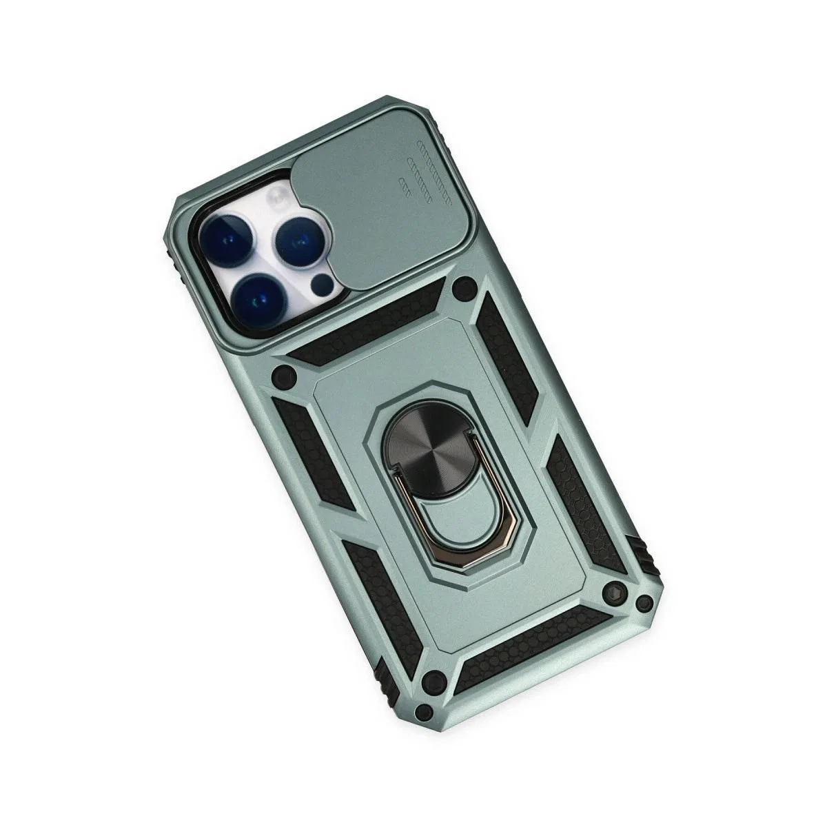 Apple İphone 14 Pro Max Kılıf Pars Lens Yüzüklü Silikon - Yeşil görsel 3