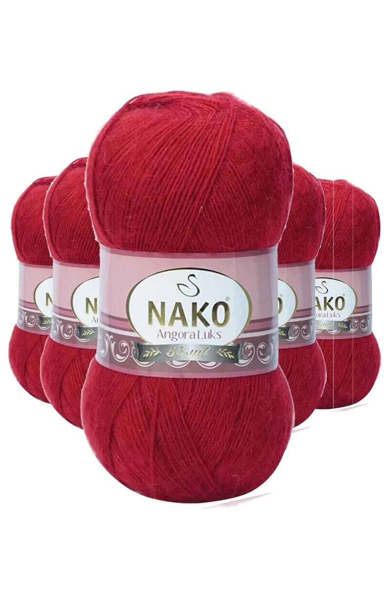 5 Adet Angora Lüks El Örgü İpi Koyu Kırmızı 1175