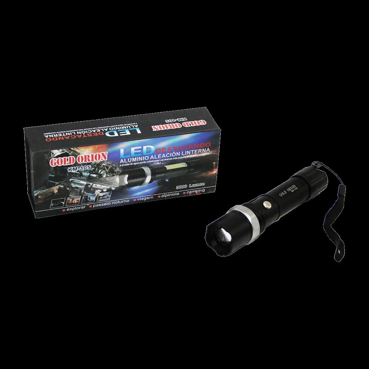 2in1 Zoomlu El Feneri ve COB LED - USB Şarjlı Metal Kasa, 3000 Lumen görsel 2