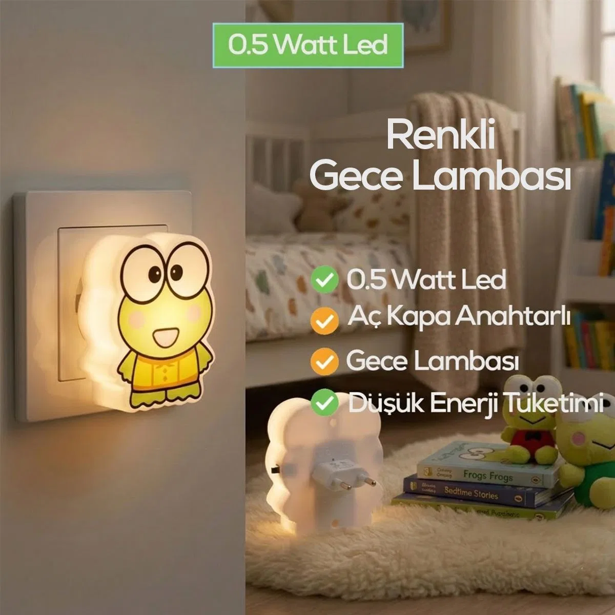 Kurbağa Gece Lambası 3 LED 0. 5W