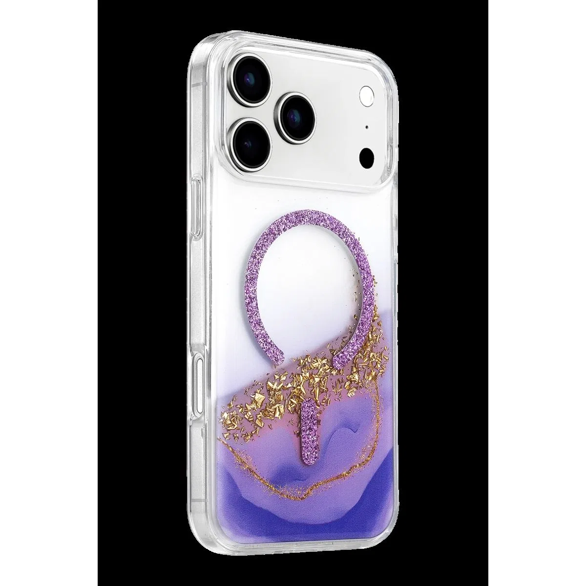 Onegif Apple İphone 17 Pro Lotus Simli Magsafe Kapak - Mor görsel 2