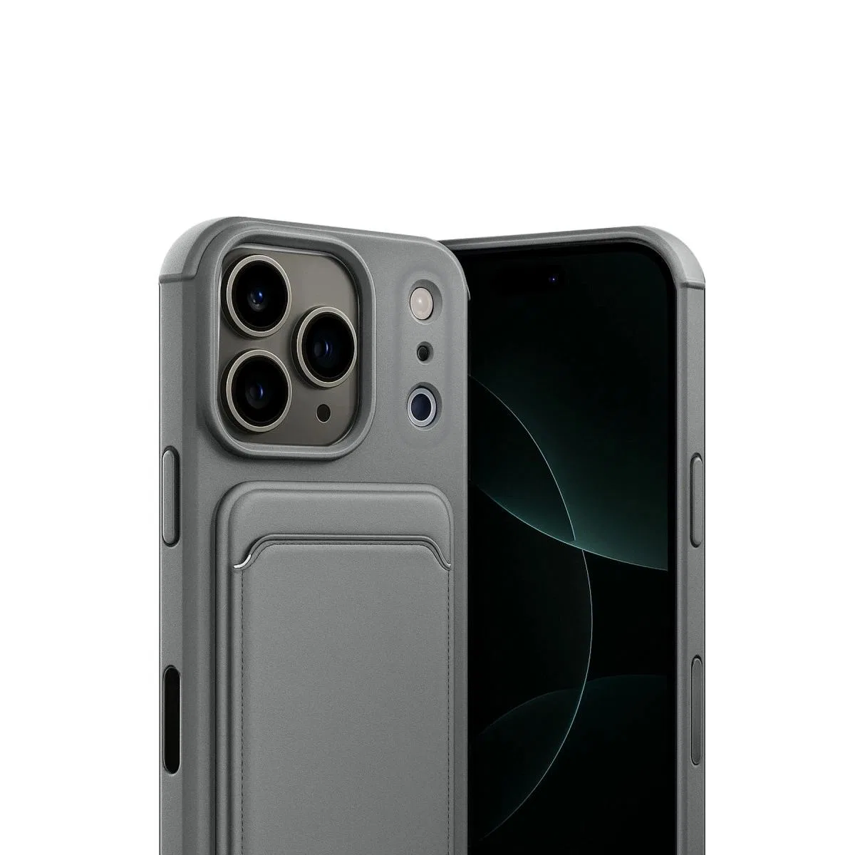 Apple İphone 17 Pro Max Kelvin Kartvizitli Silikon - Gri görsel 2
