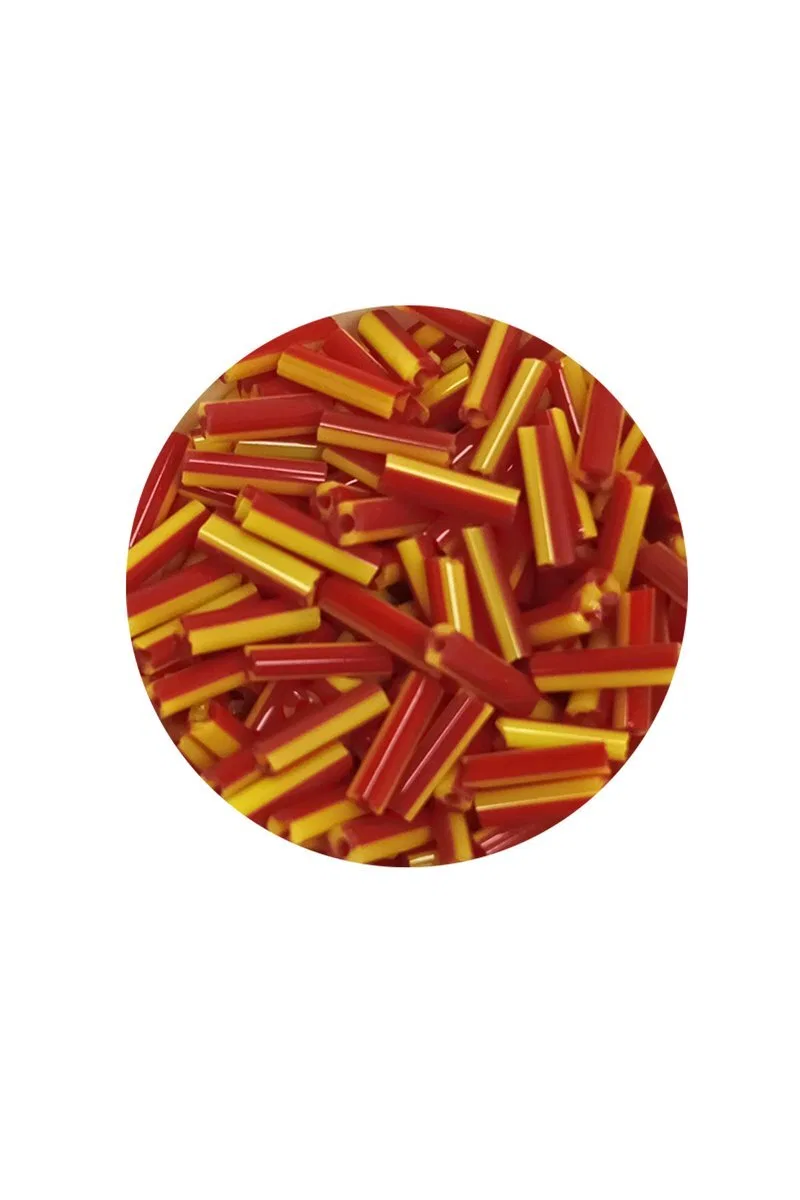 Uzun Boru Kesme Boncuk Çap 2mm Uzunluk 10 mm - 20 Gram - Sarı Kırmızı - BNC235 görsel 2