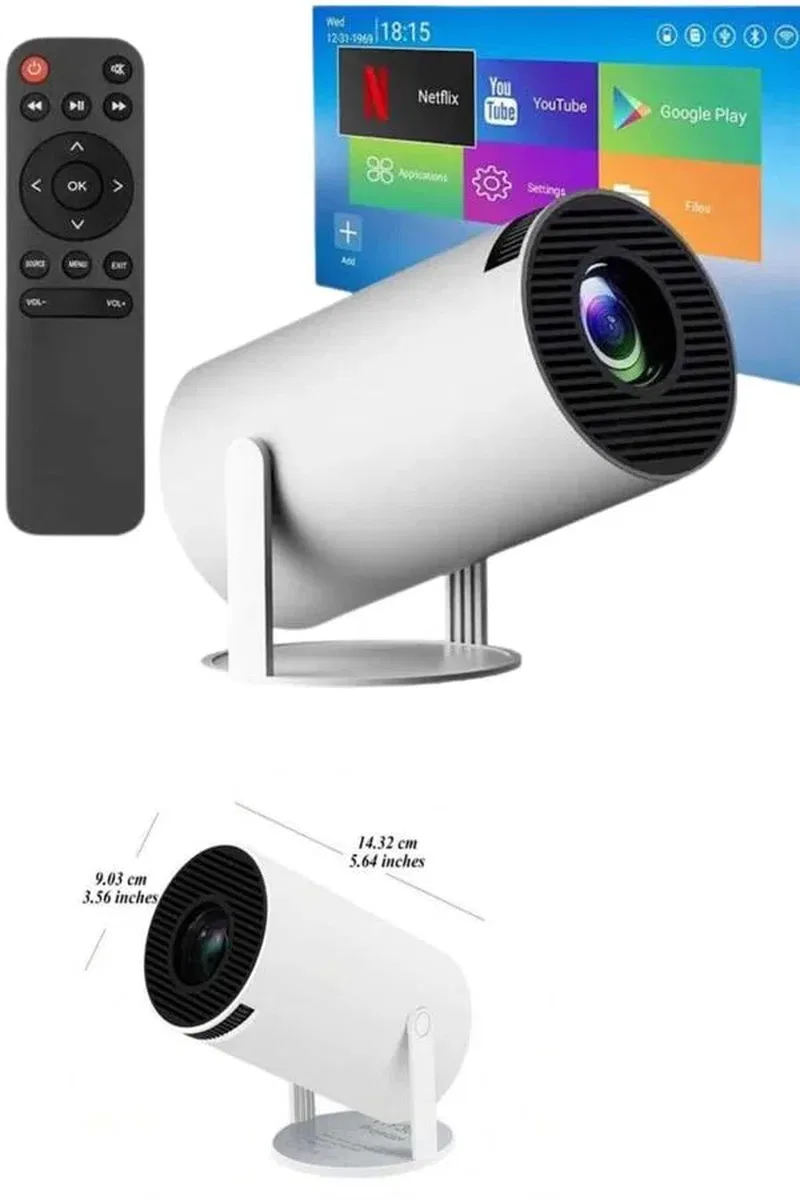 Sinema Projektörü Android HDMI USB WİFİ Ses Çıkışlı Ayaklı Projeksiyon Taşınabilir görsel 3