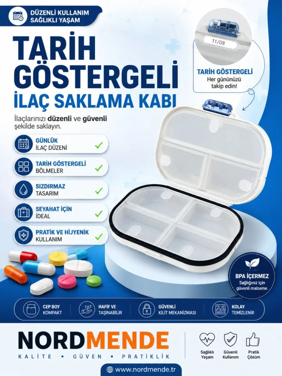 Tarih Göstergeli, Hava Sızdırmaz Ve Su Geçirmez İlaç Saklama Kutusu Haftalık Günlük İlaç Organizer Şeffaf Taşınabilir görsel 2