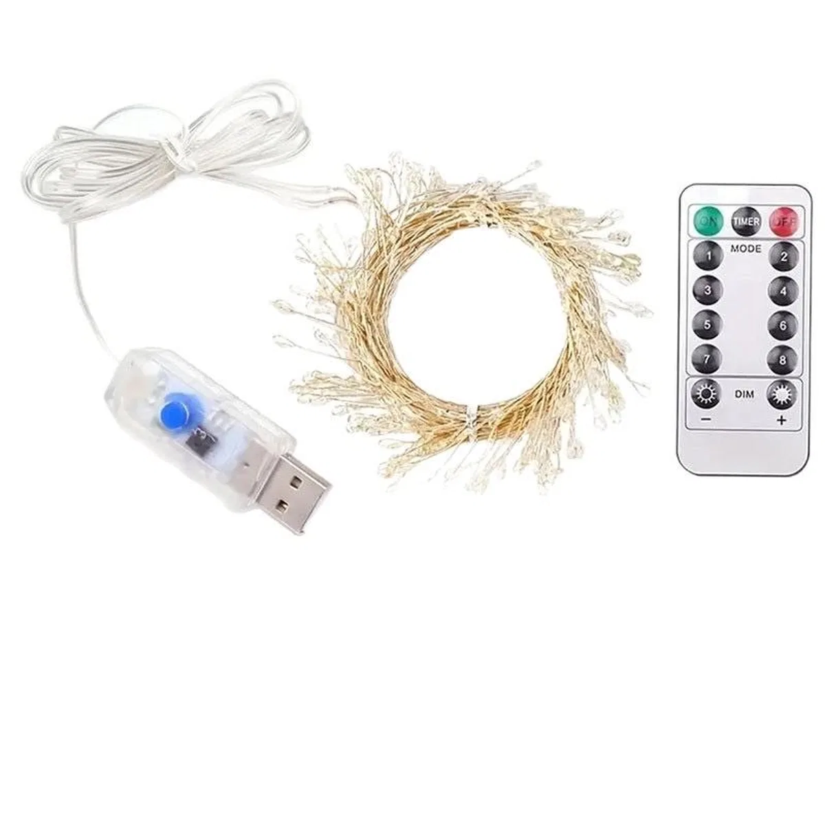 6m 200 Led Gün Işığı Uzaktan Kumandalı 8 Modlu Usb'li görsel 2