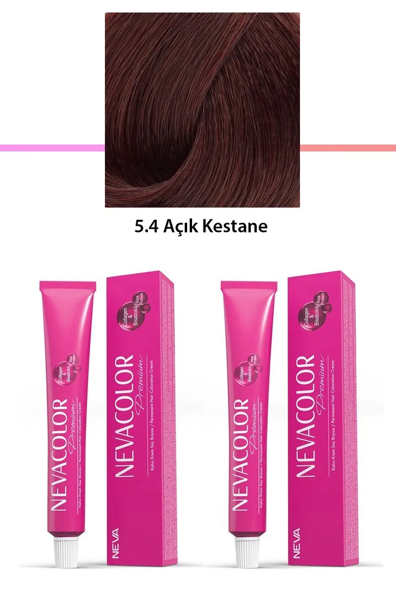2 li Set Premium 5. 4 Açık Kestane - Kalıcı Krem Saç Boyası 2 X 50 g Tüp