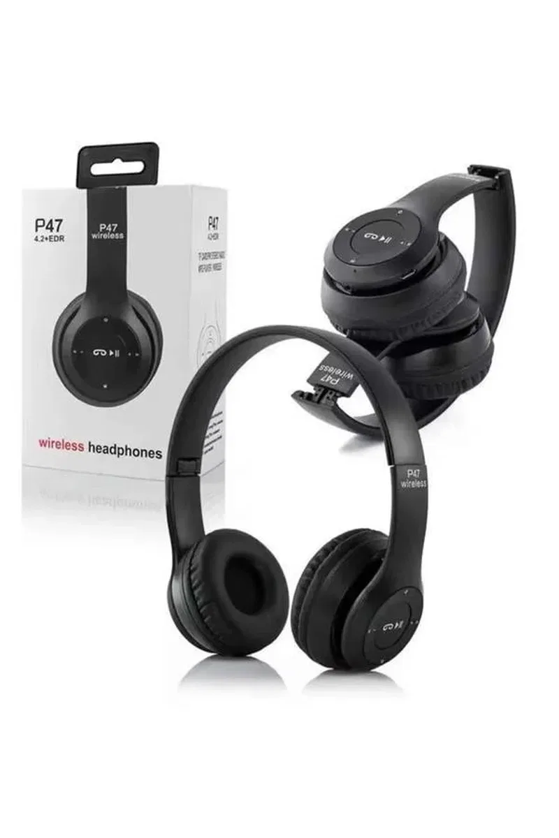 Bluetooth Kablosuz Kulaklık Siyah Wireless 5. 0 Kulak Üstü Uzun Pil Ömrü görsel 3
