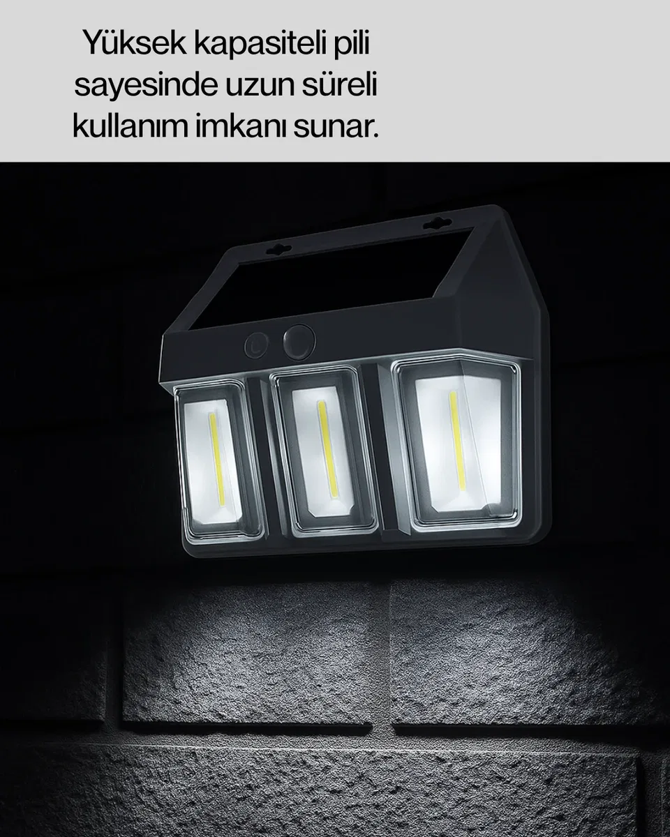 Suya Dayanıklı Solar Duvar Lambası – Akıllı Gece Sensörlü Işık görsel 5