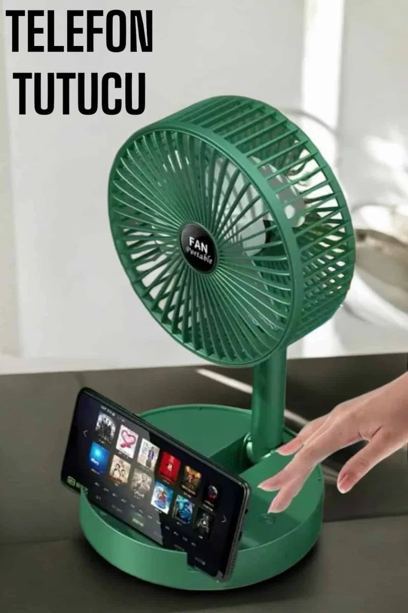 Soğutucu Vantilatör Telefon Standlı Mini Fan görsel 2