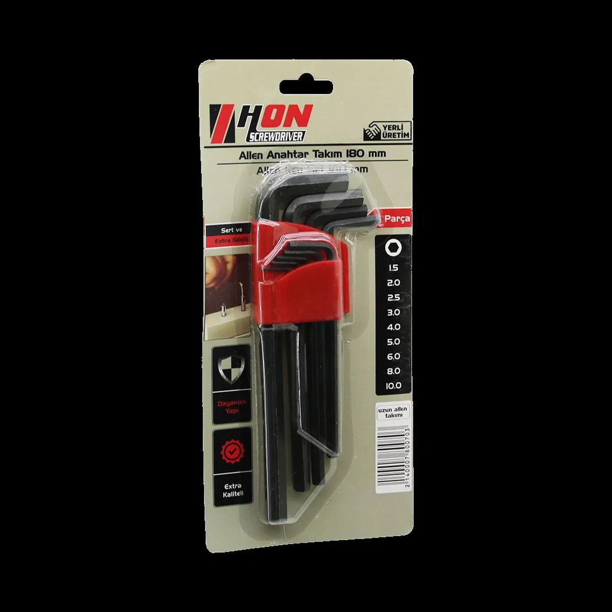 Alyan Anahtar Takımı 9'lu Siyah Uzun 180 mm görsel 2