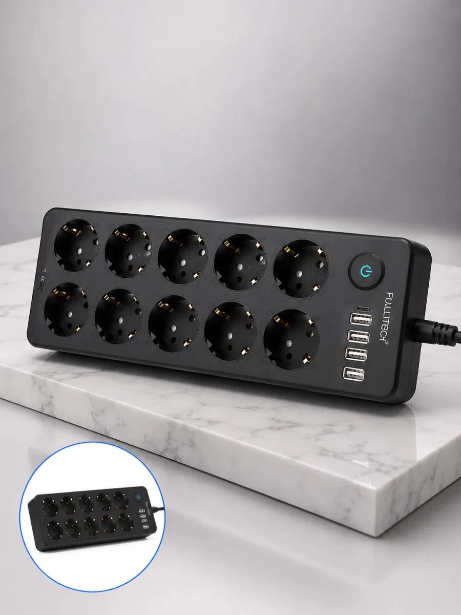 Akım Korumalı 10'lu Çoklu Priz Usb-a Ve Type-c Şarj Çıkışlı görsel 2